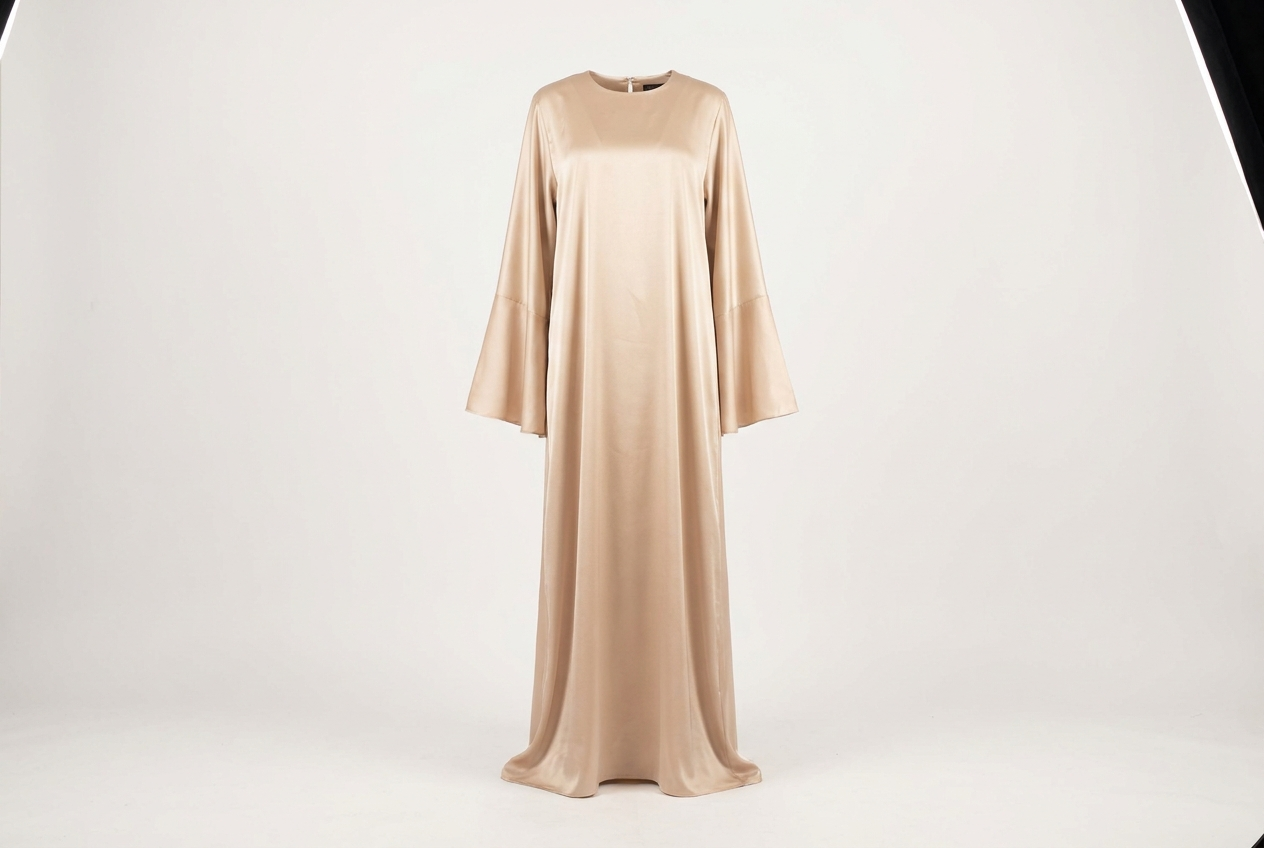 Layla luxe champagne satin abaya